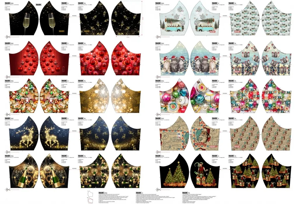 Paneel met 20 mondmaskers Kerstmis
